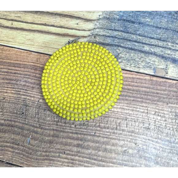 Vintage 1960s Round Bright Yellow Beaded Coin Purse for Children Zipper Closure - Picture 1 of 6